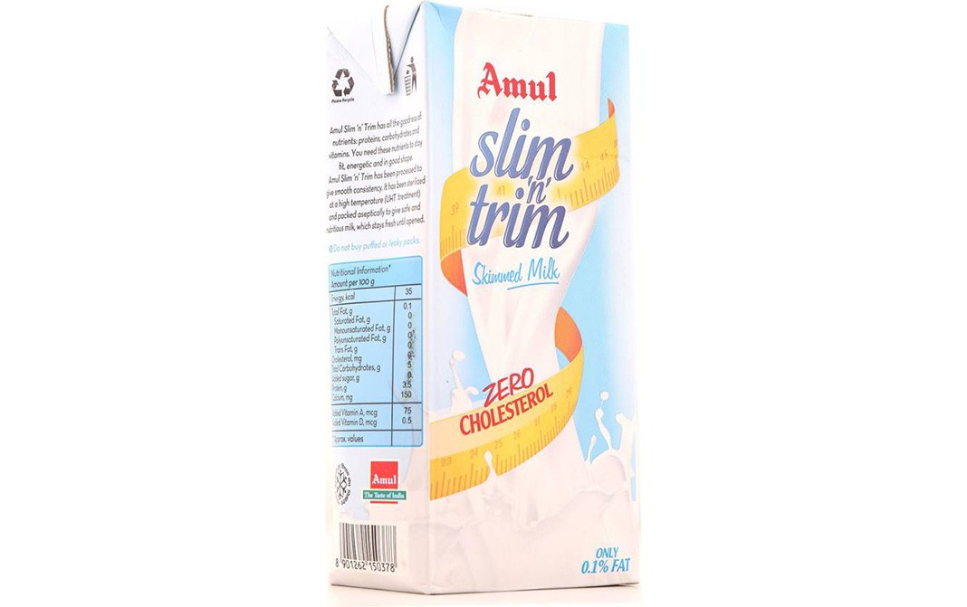 Amul Slim 'n' Trim Skimmed Milk   Tetra Pack  1 litre